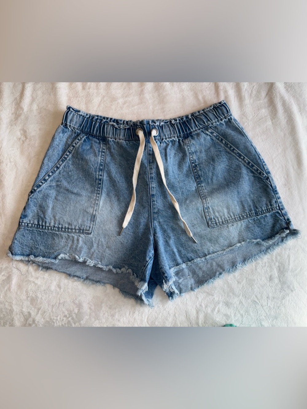 No Boundaries Light Blue Denim Drawstring Women’s Shorts